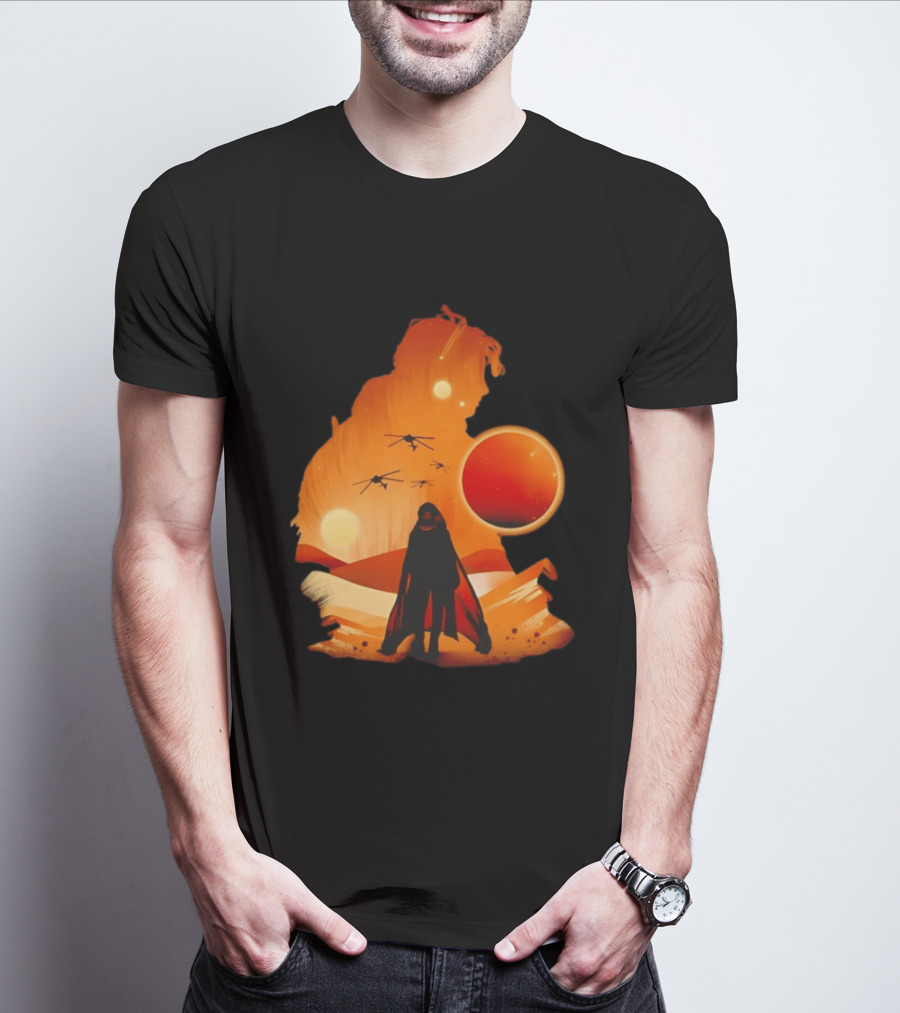 Dune The Final Sand Battle Epic Desert Scene With Hero And Sun T-Shirt
