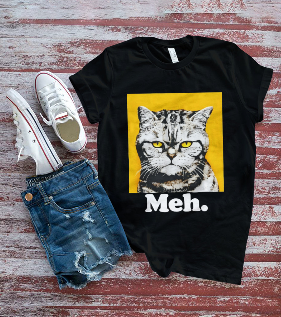Meh Angry Cat With Yellow Eyes T-Shirt