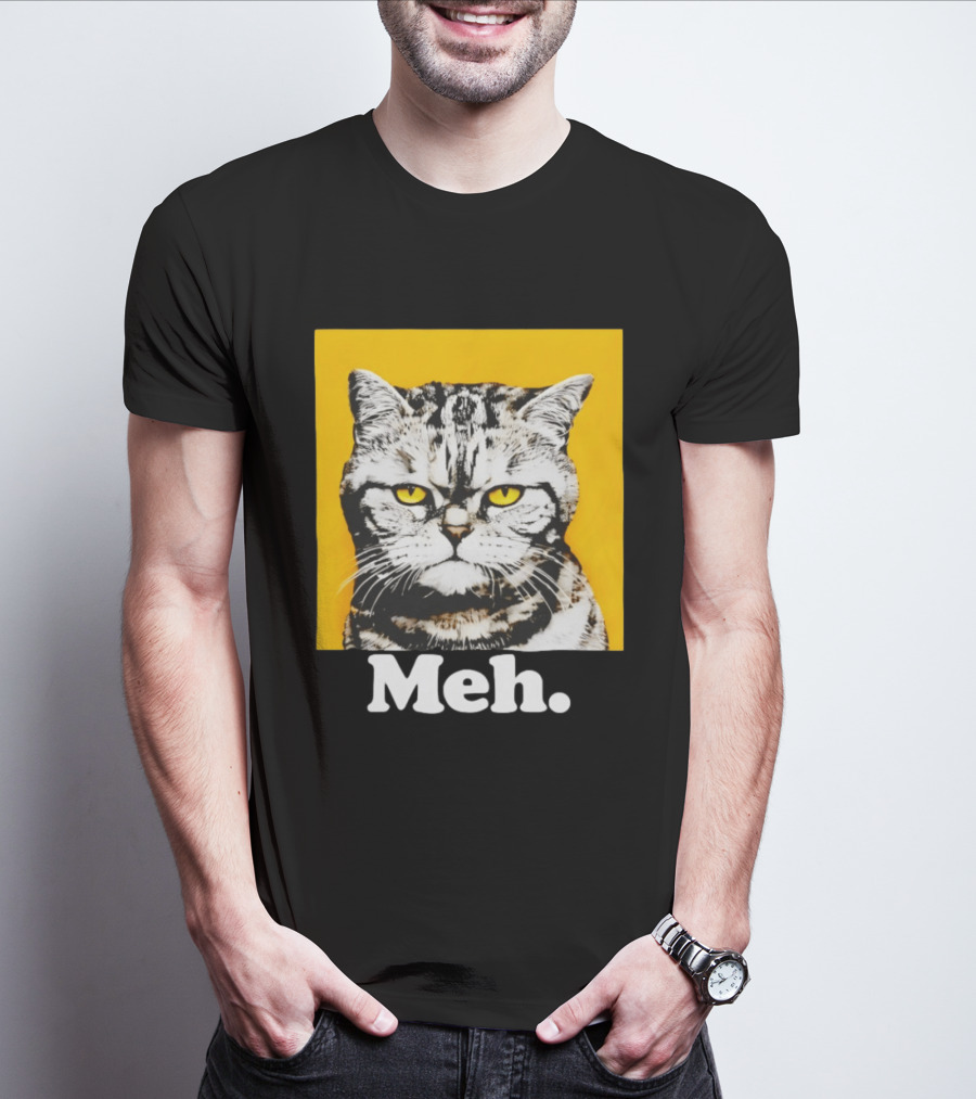 Meh Angry Cat With Yellow Eyes T-Shirt