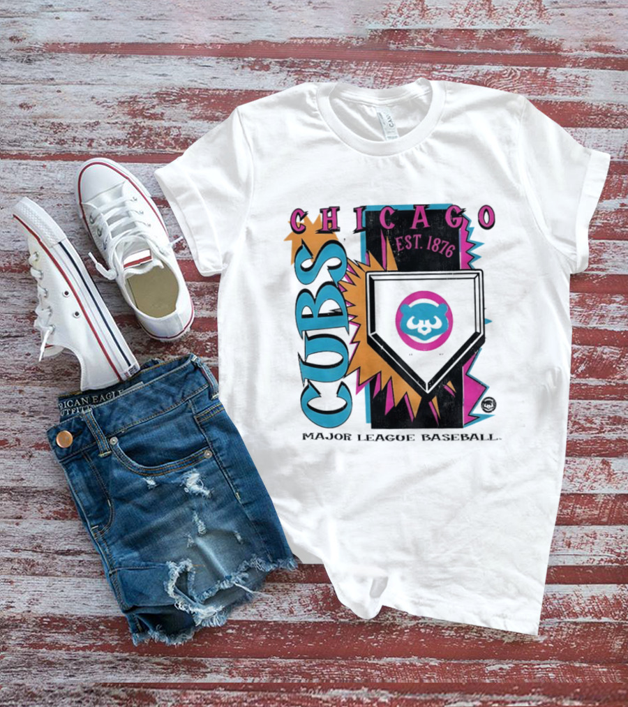 Chicago Cubs Major League Baseball Cooperstown Neon Field Est 1876 T-Shirt
