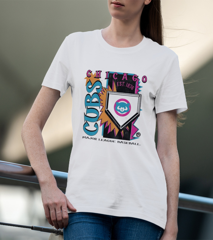 Chicago Cubs Major League Baseball Cooperstown Neon Field Est 1876 T-Shirt