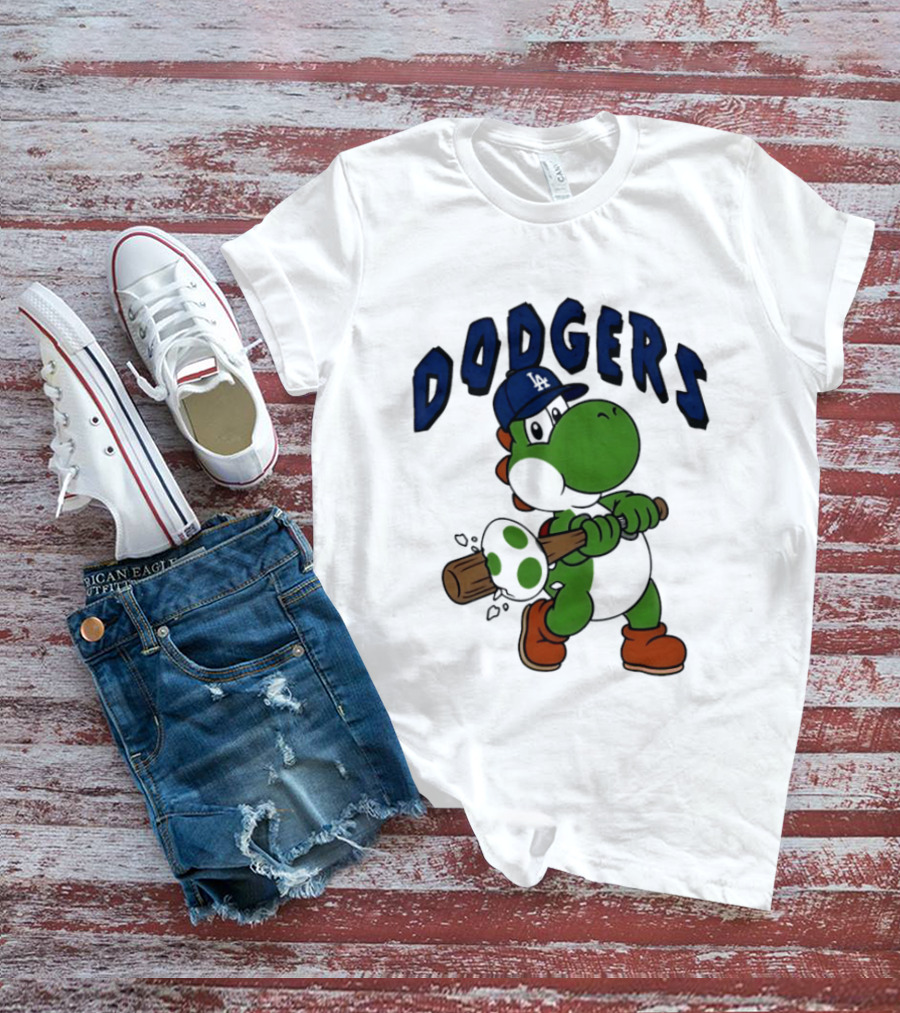 Los Angeles Dodgers Yoshi Baseball Batting Egg T-Shirt