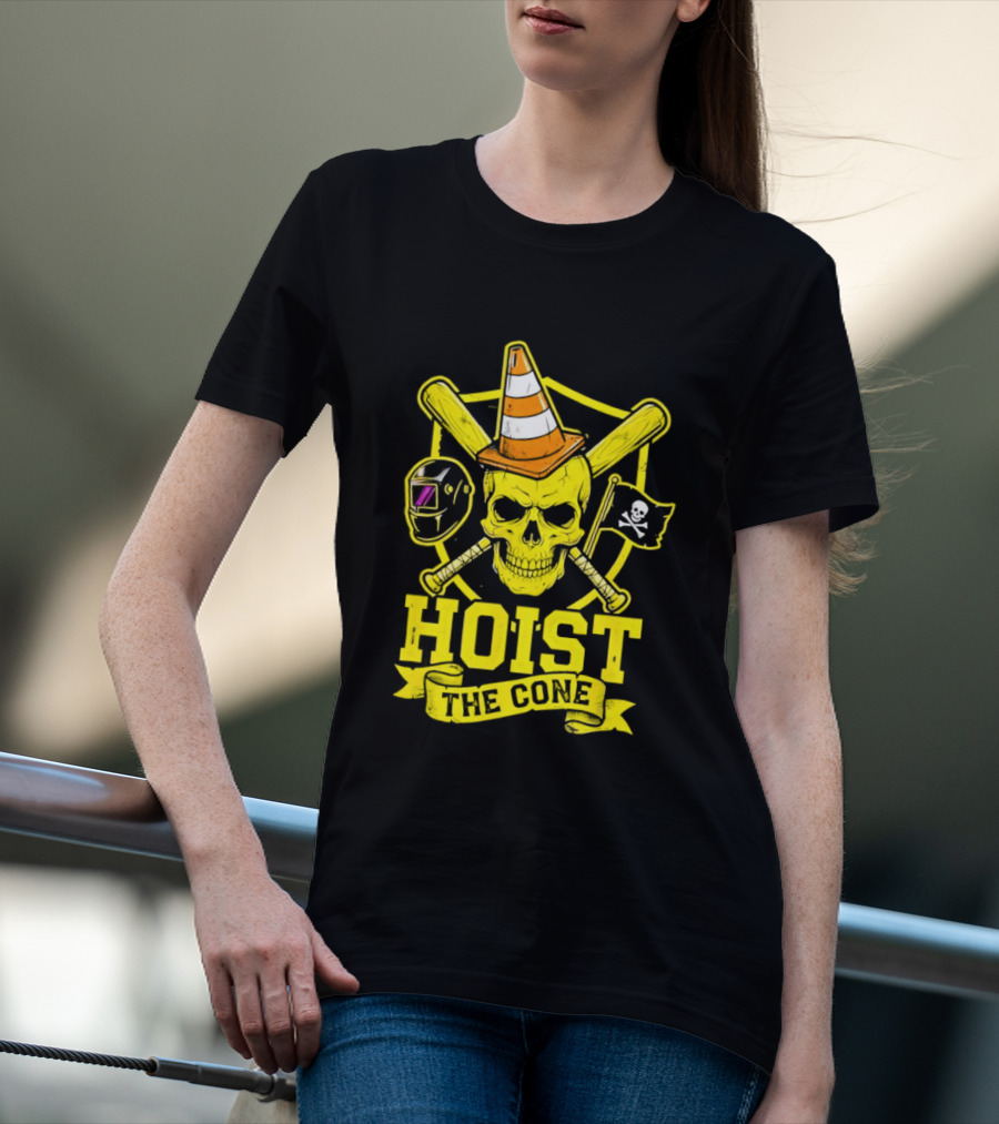 Hoist The Cone Pirate Skull Traffic Cone Baseball Crossbones T-Shirt