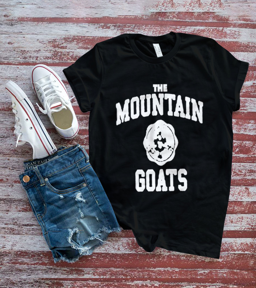 Mountain Goats Vintage White Text And Rose T-Shirt