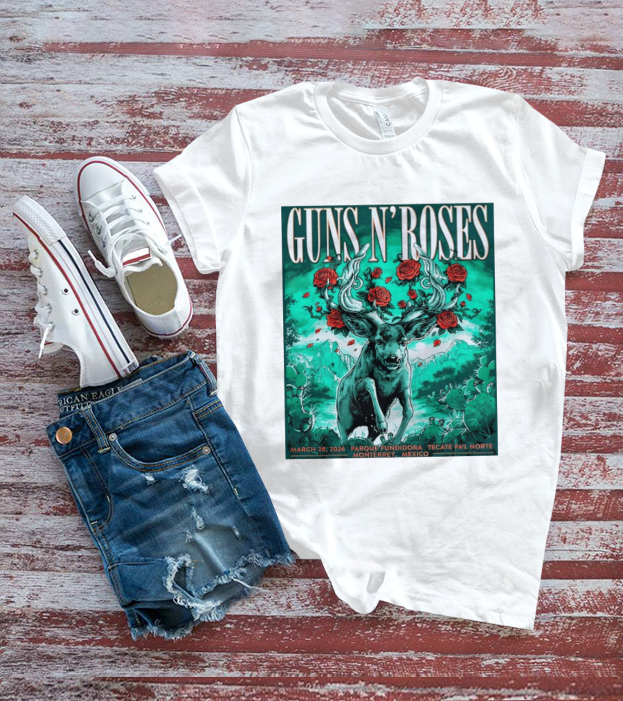 Guns N' Roses Monterrey March 28 2026 Tecate Pa'l Norte Parque Fundidora T-Shirt