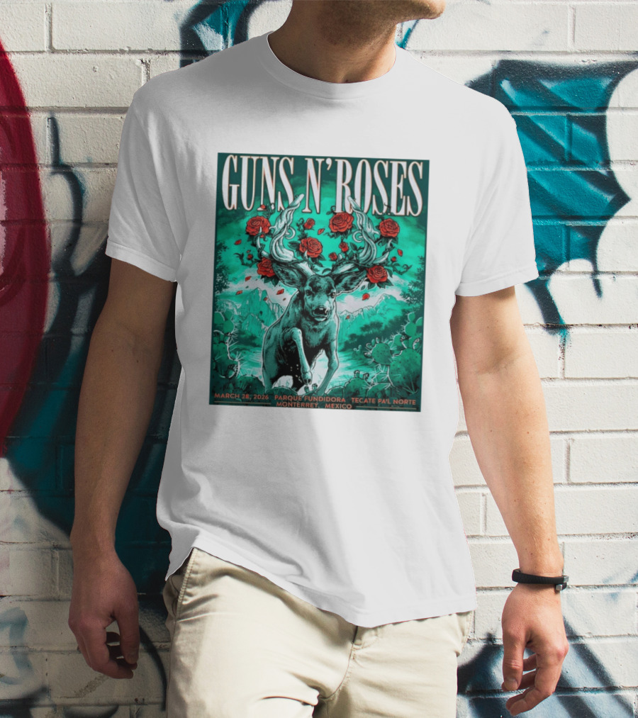 Guns N' Roses Monterrey March 28 2026 Tecate Pa'l Norte Parque Fundidora T-Shirt