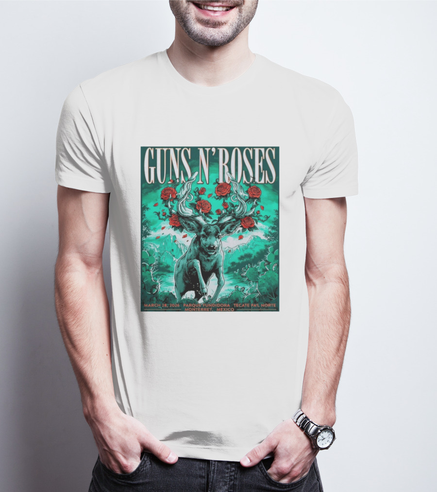Guns N' Roses Monterrey March 28 2026 Tecate Pa'l Norte Parque Fundidora T-Shirt
