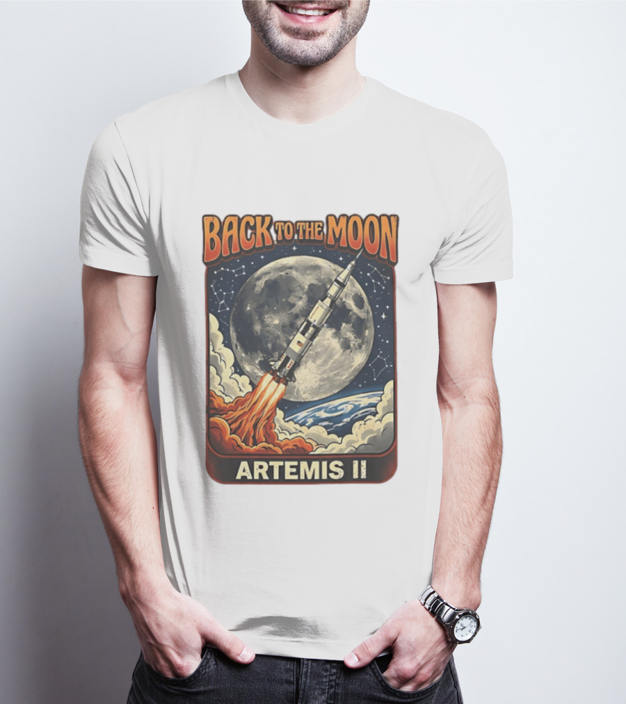 Back To The Moon Artemis II Rocket Launch Space Adventure T-Shirt
