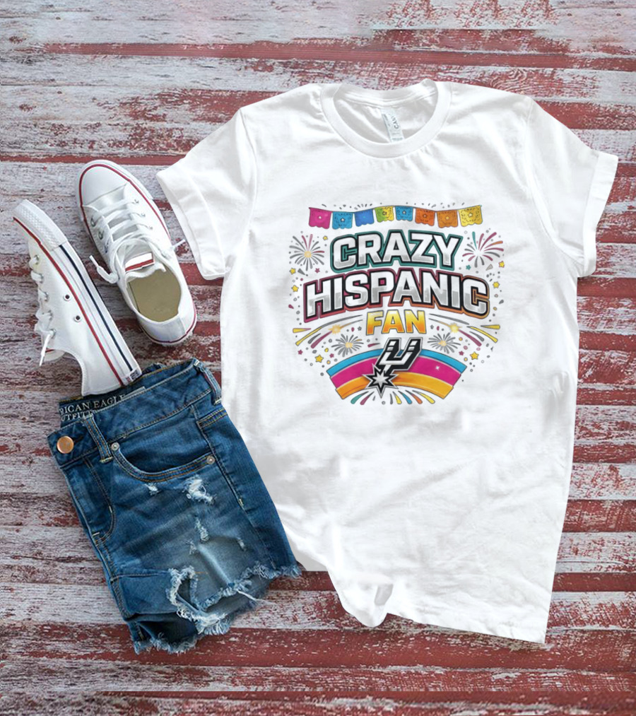Crazy Hispanic Fan Spurs Basketball Celebration 2026 Fiesta Vibes T-Shirt
