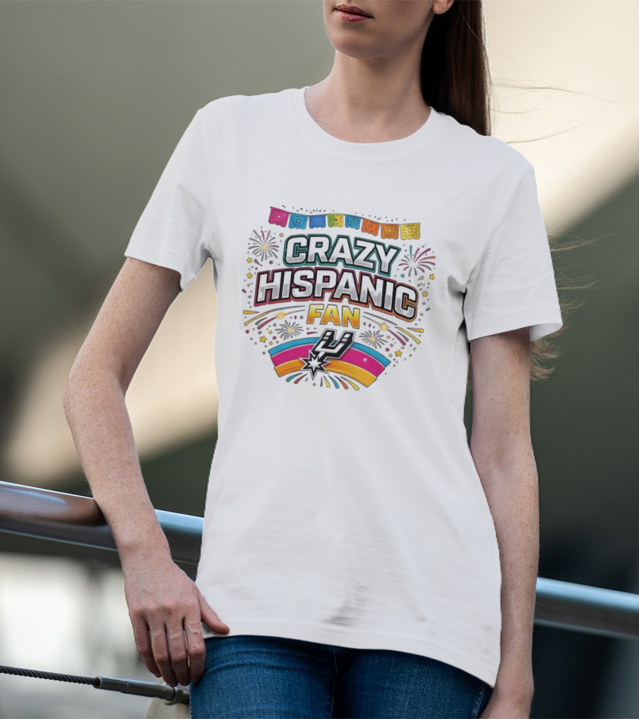 Crazy Hispanic Fan Spurs Basketball Celebration 2026 Fiesta Vibes T-Shirt