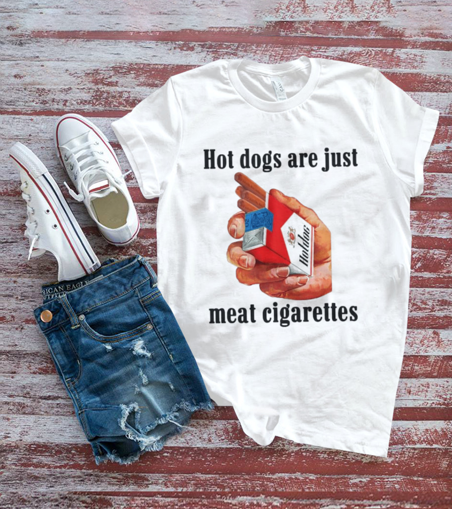 Hot Dogs Are Just Meat Cigarettes Parody Pack T-Shirt