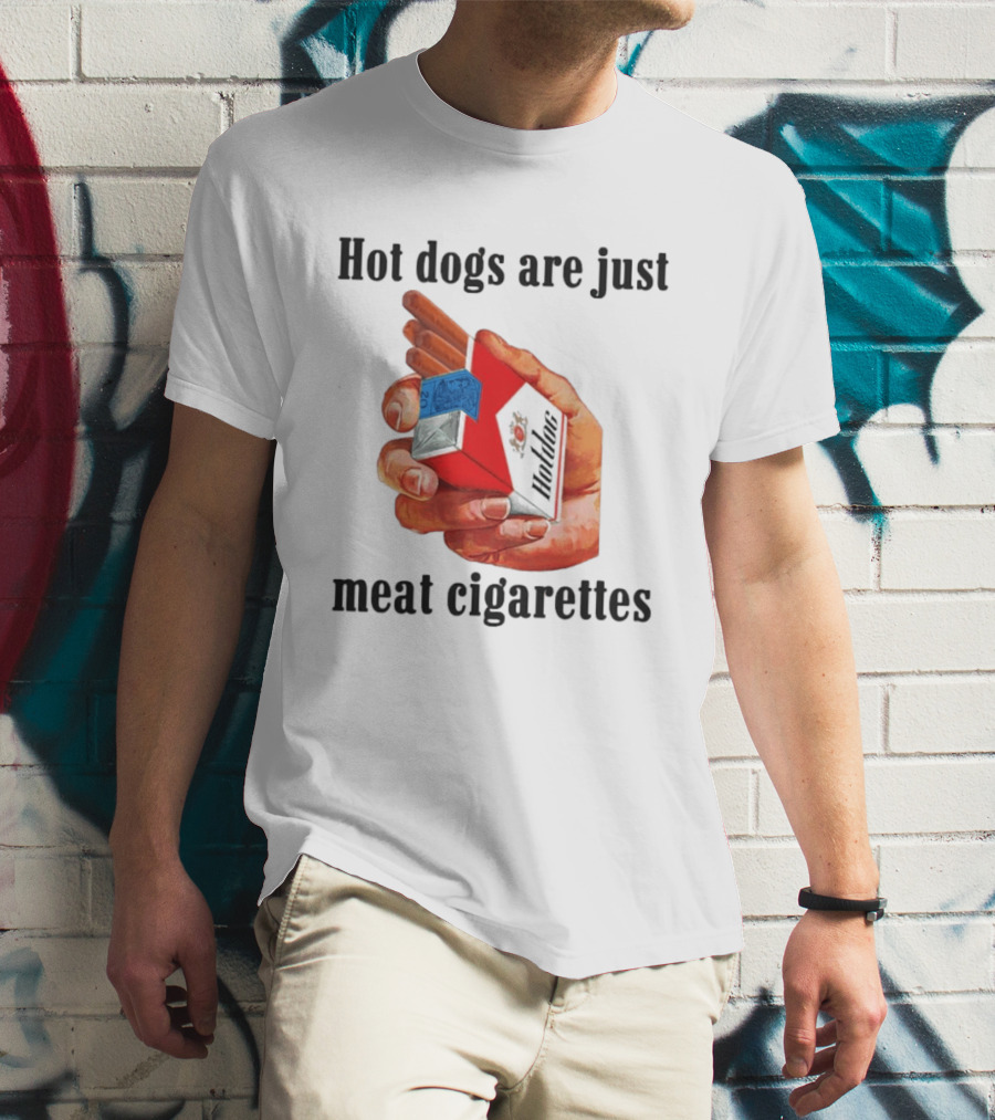 Hot Dogs Are Just Meat Cigarettes Parody Pack T-Shirt