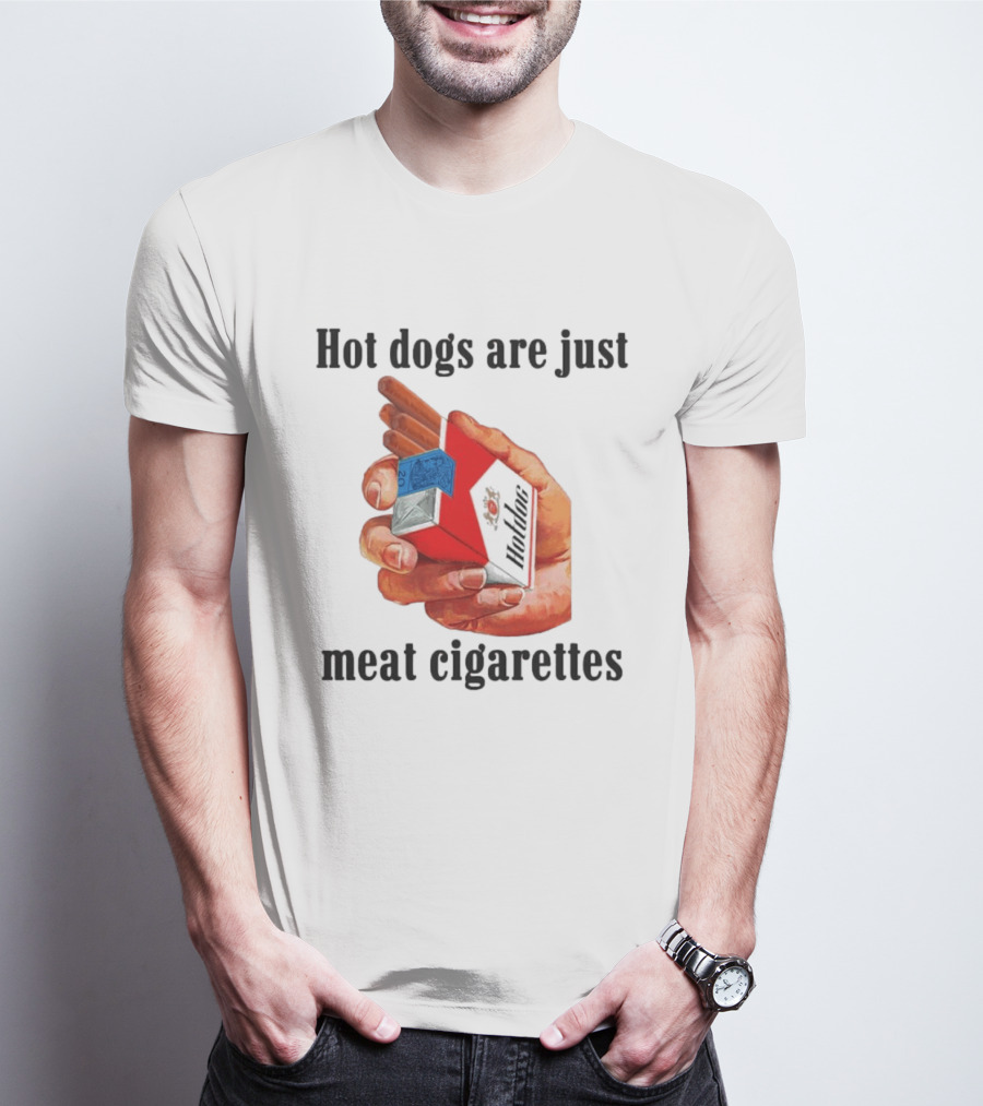 Hot Dogs Are Just Meat Cigarettes Parody Pack T-Shirt