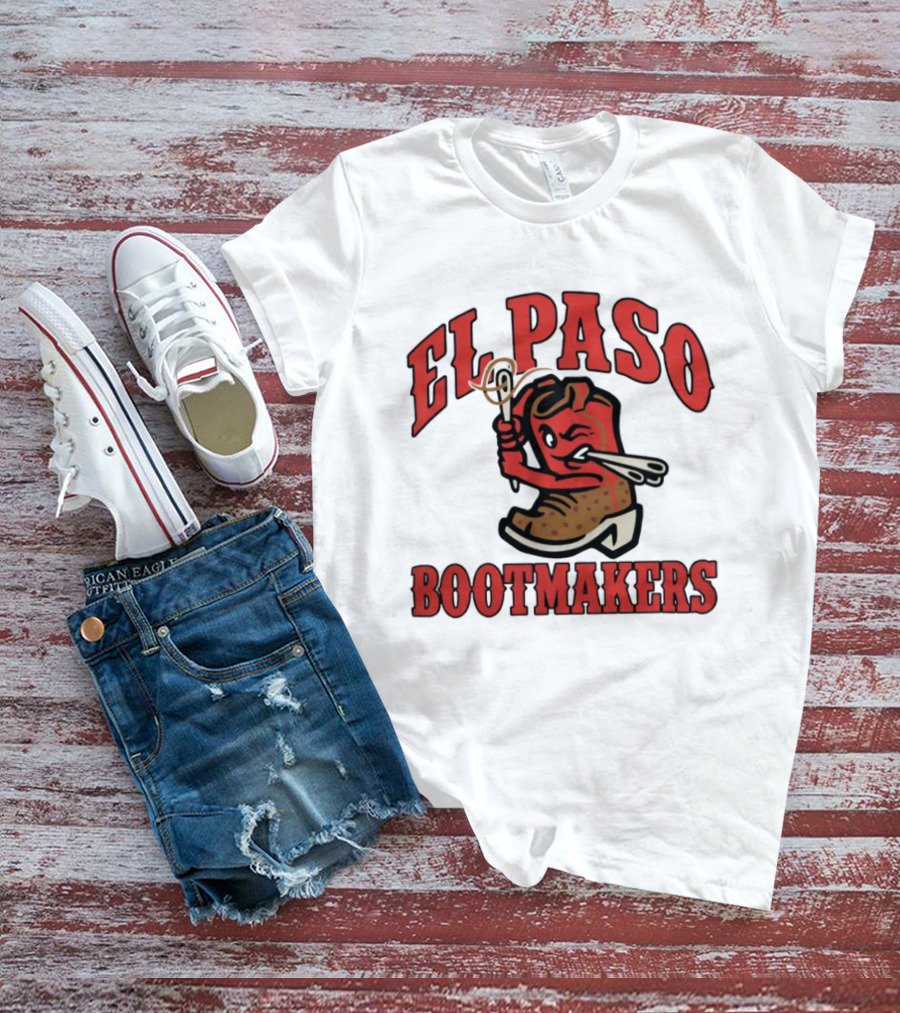 El Paso Bootmakers Winking Cowboy Boot Holding Lasso And Scissors T-Shirt