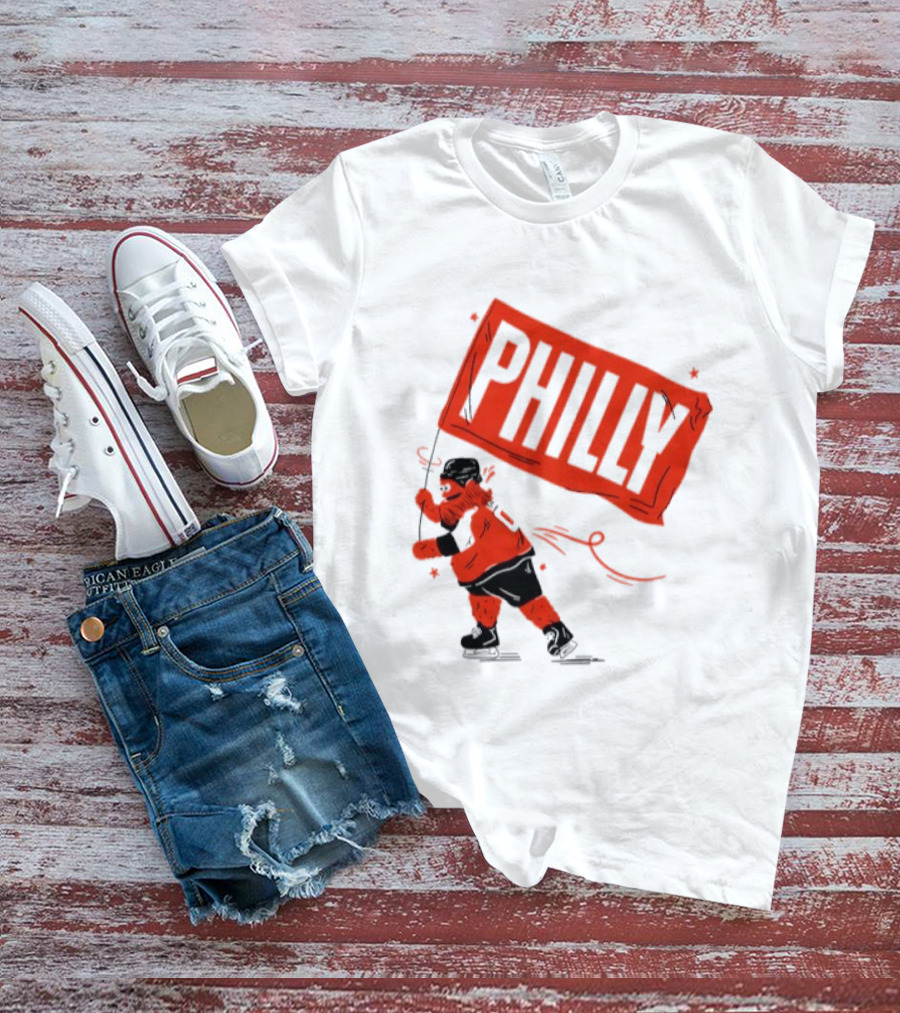 Gritty Philly Flag Philadelphia Flyers Hockey Rally Fan T-Shirt