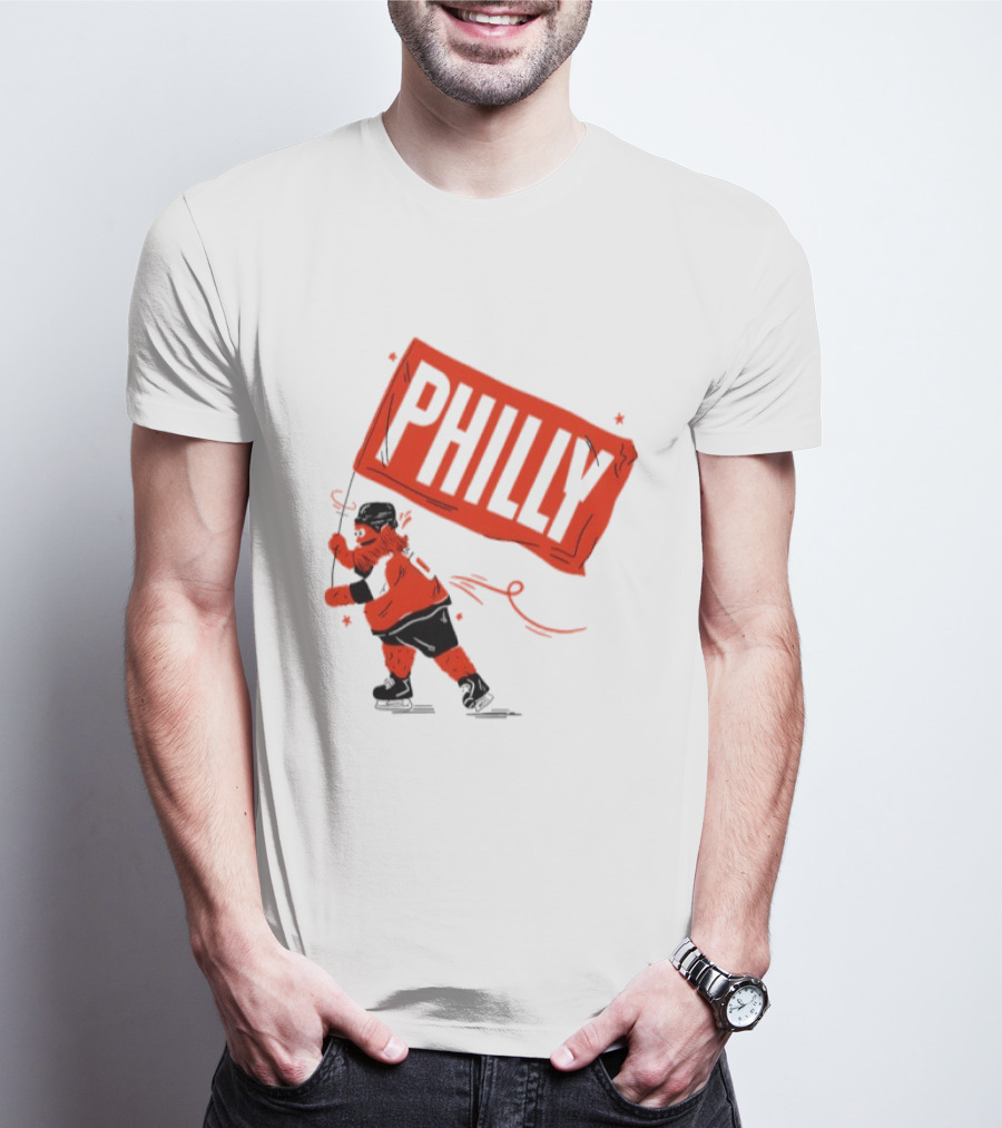 Gritty Philly Flag Philadelphia Flyers Hockey Rally Fan T-Shirt