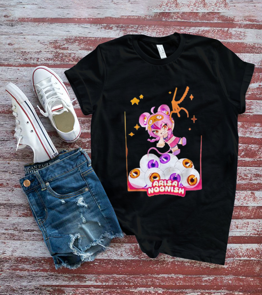 Playful Arisa Noonish With Seven Eyes Anime Character And Stars T-Shirt