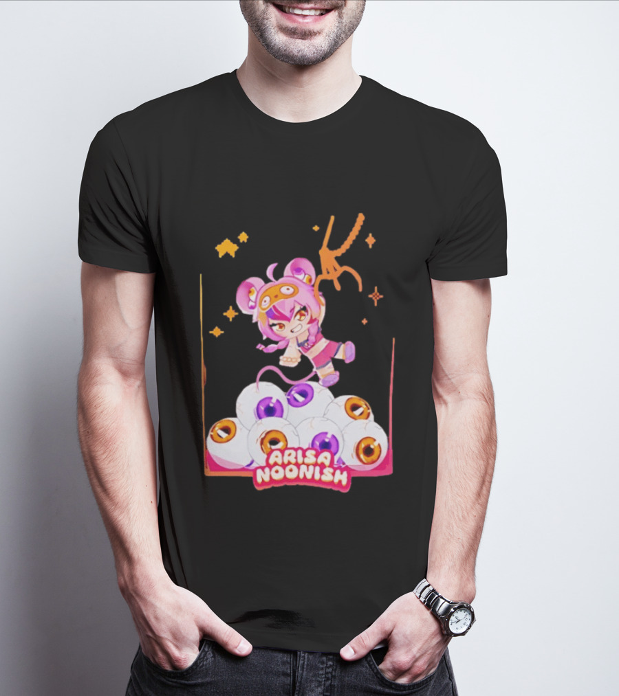 Playful Arisa Noonish With Seven Eyes Anime Character And Stars T-Shirt