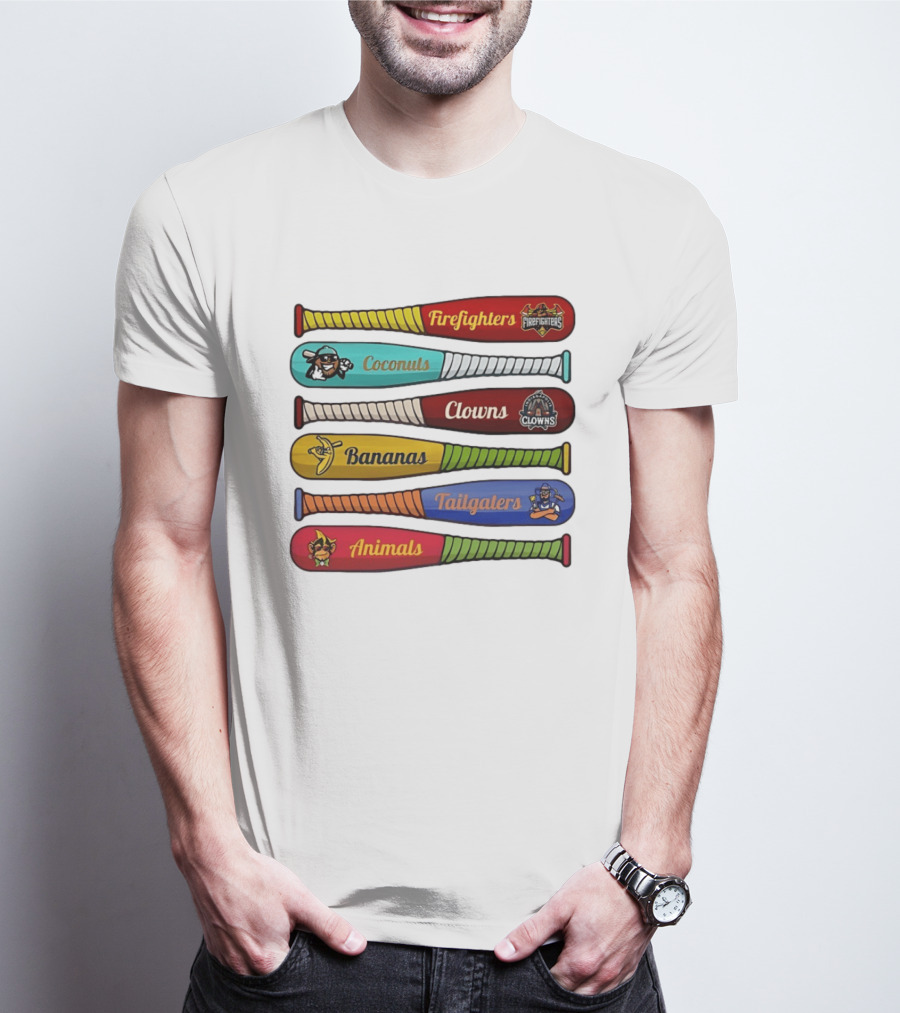 Firefighters Coconuts Clowns Bananas Tailgaters Animals Baseball Bats T-Shirt