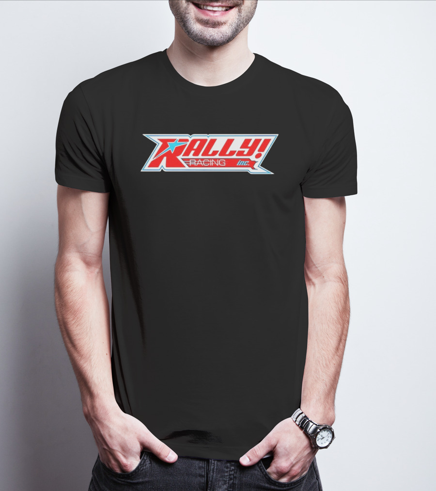 Rally Racing Inc Star Emblazoned Retro Style Red White Blue T-Shirt