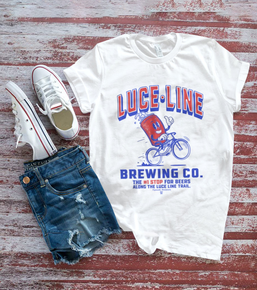 Luce Line Brewing Co The 1 Stop For Beers Along The Luce Line Trail Featuring Cycling Can T-Shirt