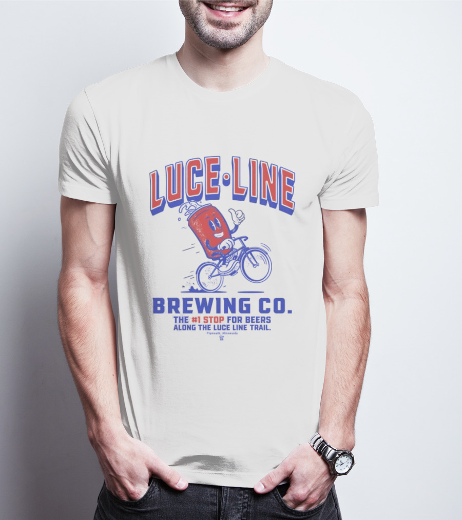 Luce Line Brewing Co The 1 Stop For Beers Along The Luce Line Trail Featuring Cycling Can T-Shirt