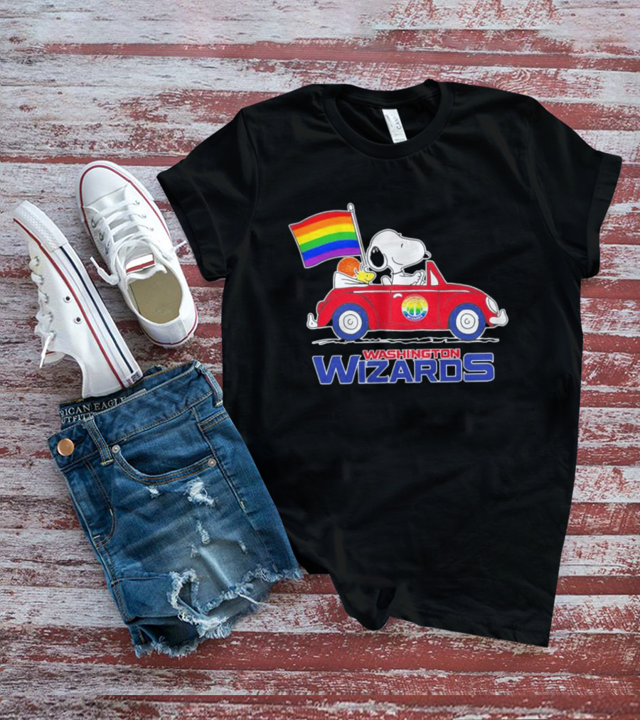 Washington Wizards Snoopy Woodstock Rainbow Pride Car T-Shirt