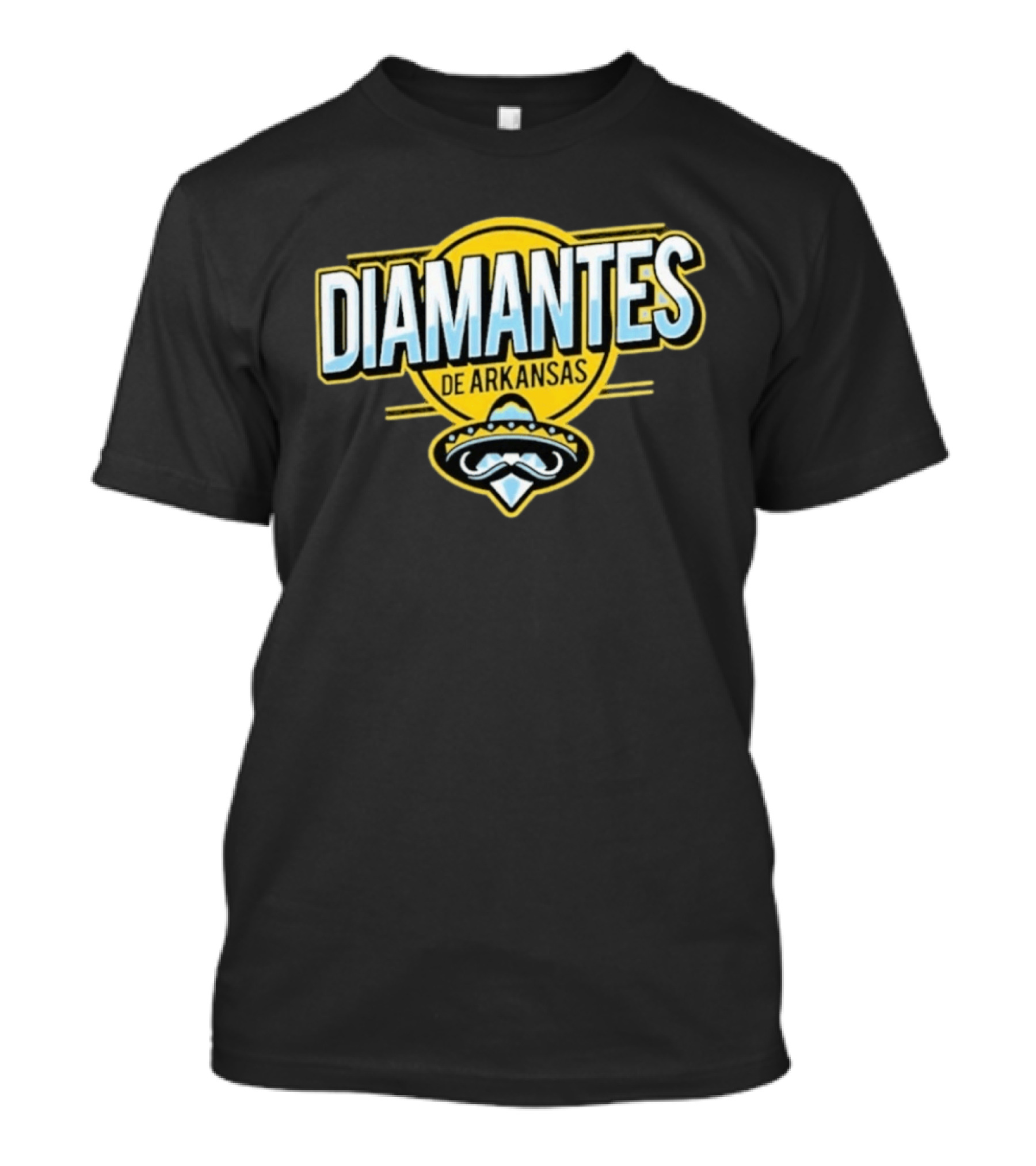 Diamantes De Arkansas Travelers Baseball Team Mustache T-Shirt