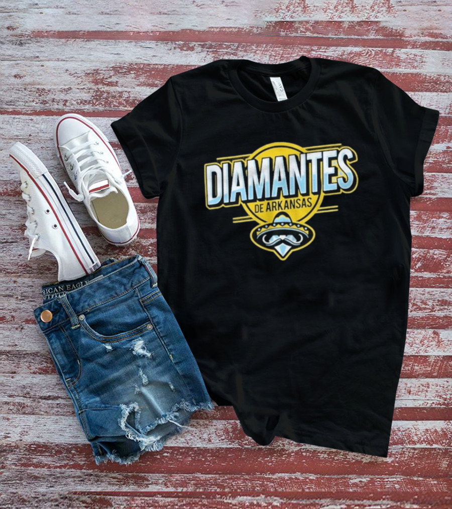 Diamantes De Arkansas Travelers Baseball Team Mustache T-Shirt