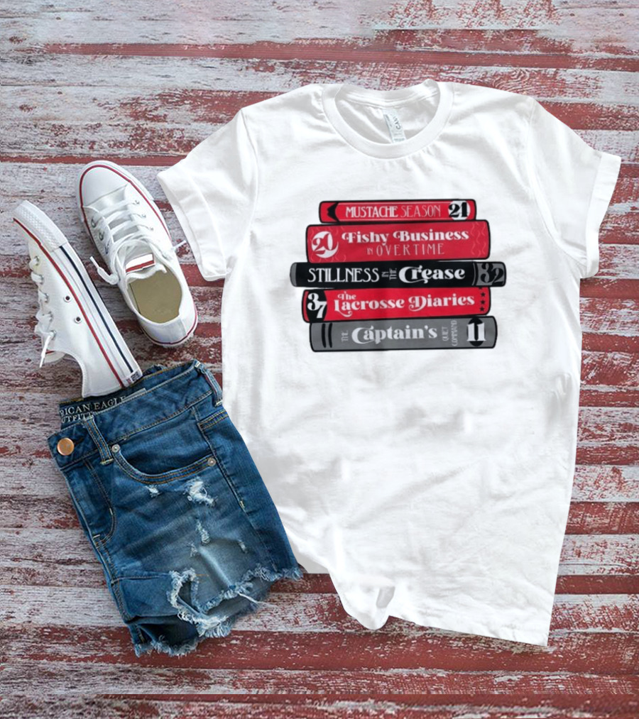 Carolina Hurricanes Hockey Girl Book Club Mustache Season Fishy Business Stillness Crease Lacrosse Diaries Captain's Command T-Shirt