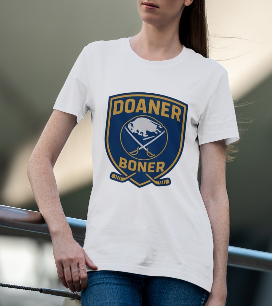 Buffalo Sabres Doaner Boner Logo With Crossed Hockey Sticks T-Shirt