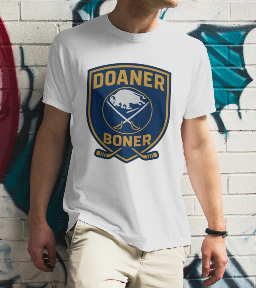 Buffalo Sabres Doaner Boner Logo With Crossed Hockey Sticks T-Shirt