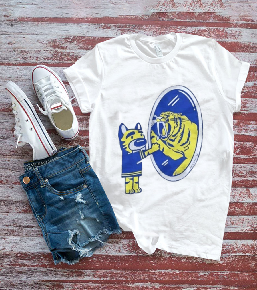 Buffalo Sabres Saber Tooth Tiger Mirror Reflection Comic T-Shirt