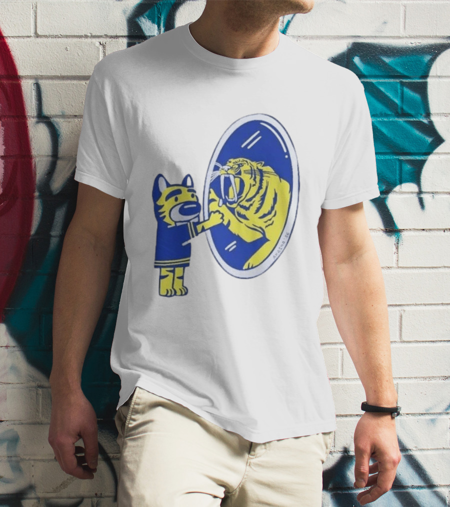 Buffalo Sabres Saber Tooth Tiger Mirror Reflection Comic T-Shirt