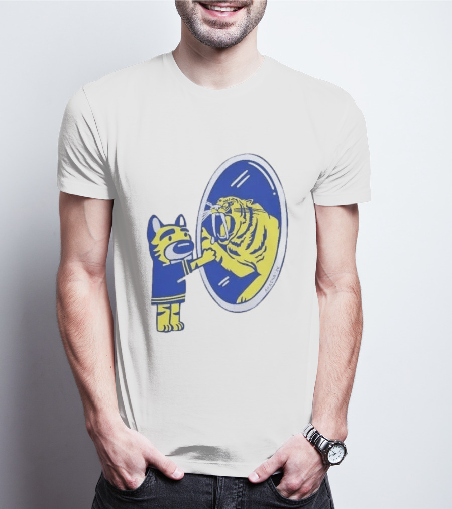 Buffalo Sabres Saber Tooth Tiger Mirror Reflection Comic T-Shirt