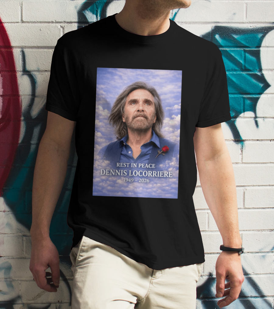 Rest In Peace Dennis Locorriere 1949 2026 Memorial Tribute With Rose And Clouds T-Shirt