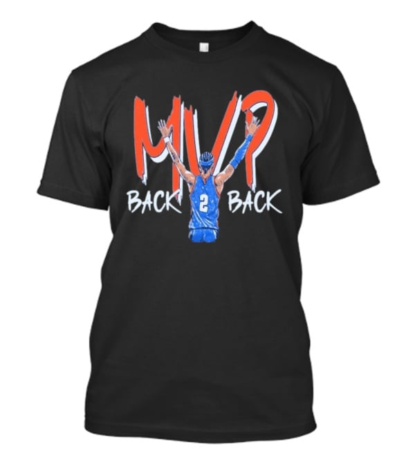 Shai Gilgeous Alexander SGA Back 2 Back MVP Basketball Star Number 2 T-Shirt