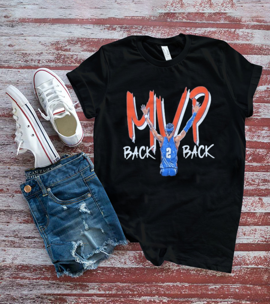 Shai Gilgeous Alexander SGA Back 2 Back MVP Basketball Star Number 2 T-Shirt