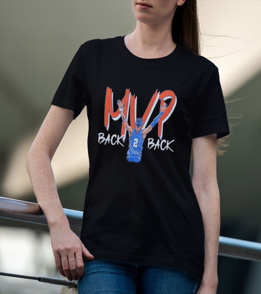 Shai Gilgeous Alexander SGA Back 2 Back MVP Basketball Star Number 2 T-Shirt