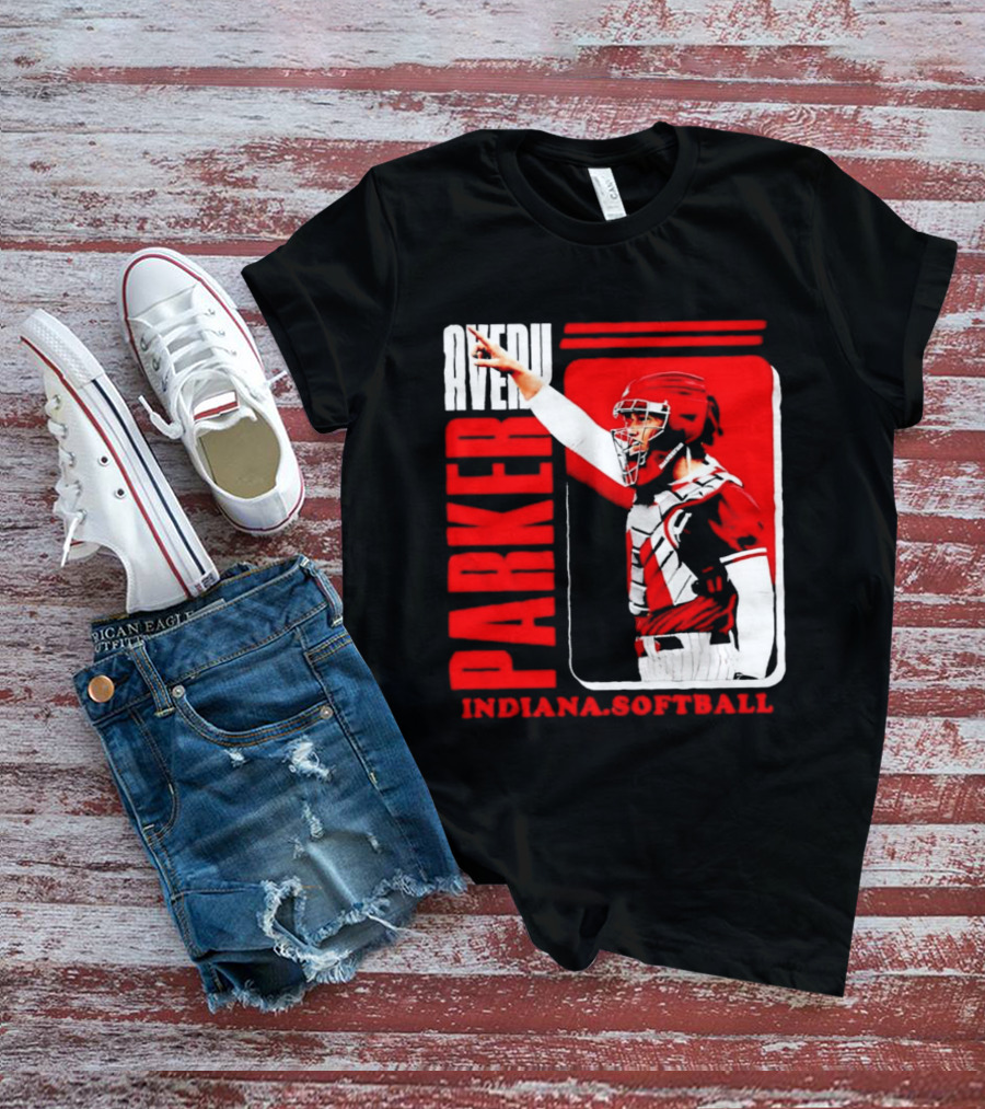 Avery Parker Indiana Softball Catcher Player Red And White Uniform T-Shirt