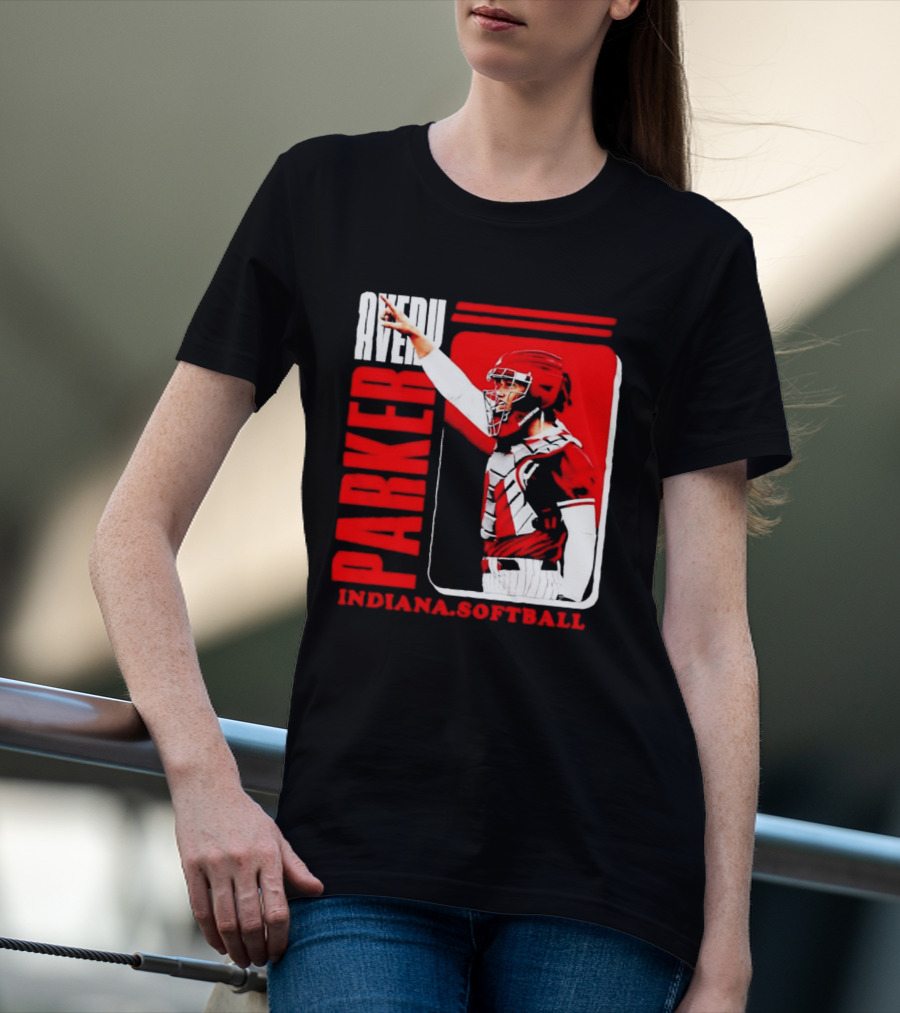 Avery Parker Indiana Softball Catcher Player Red And White Uniform T-Shirt