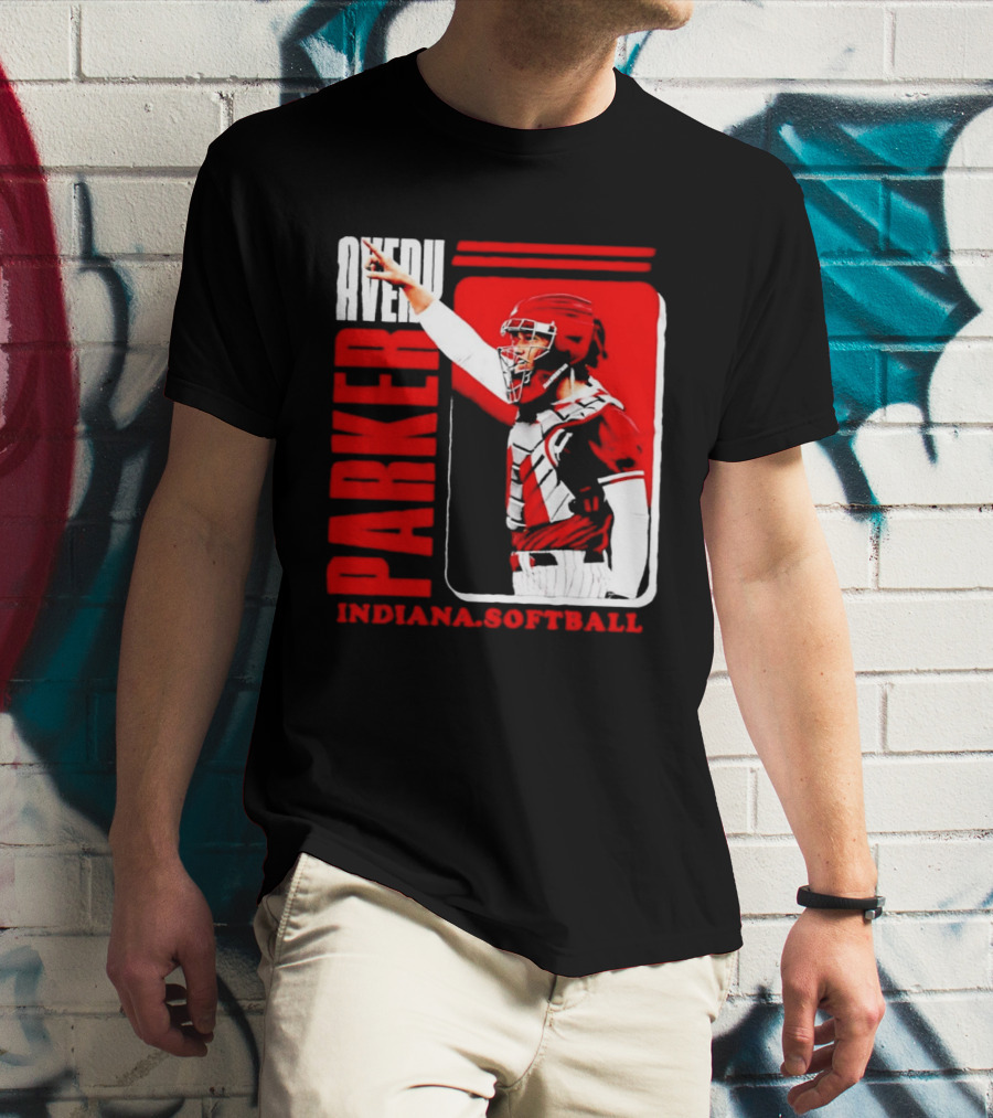 Avery Parker Indiana Softball Catcher Player Red And White Uniform T-Shirt
