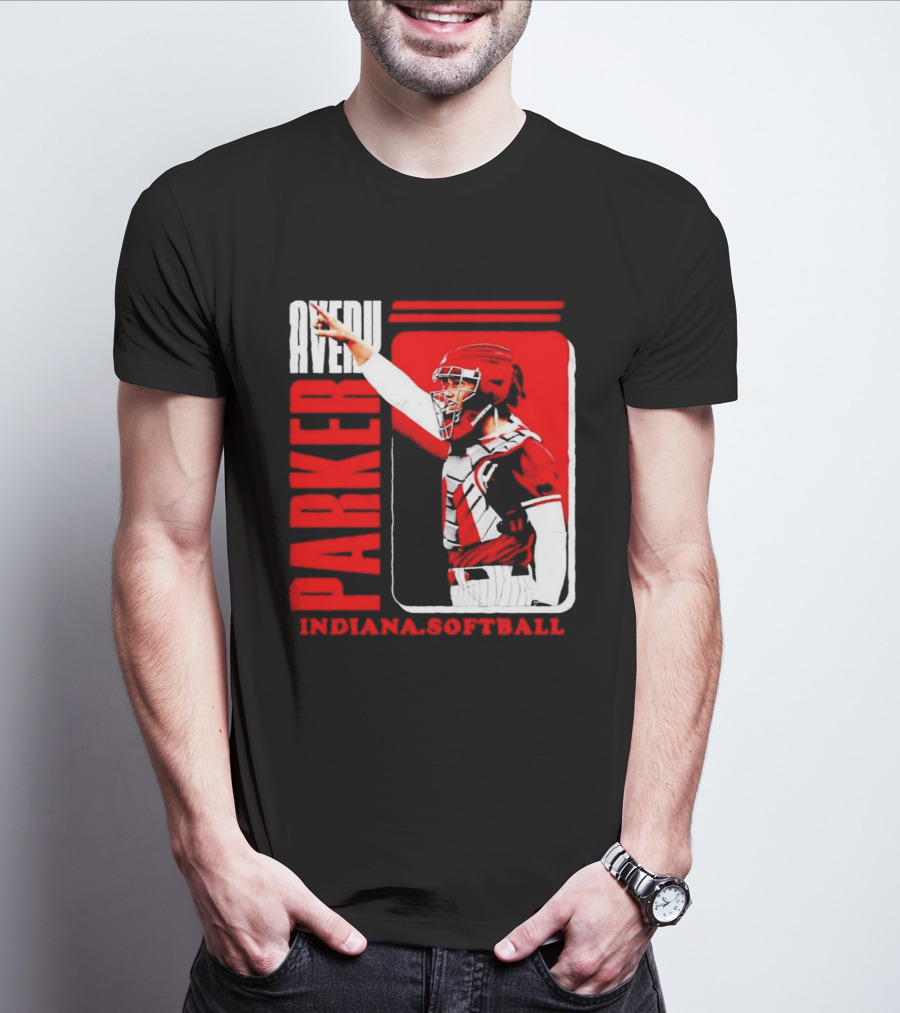 Avery Parker Indiana Softball Catcher Player Red And White Uniform T-Shirt