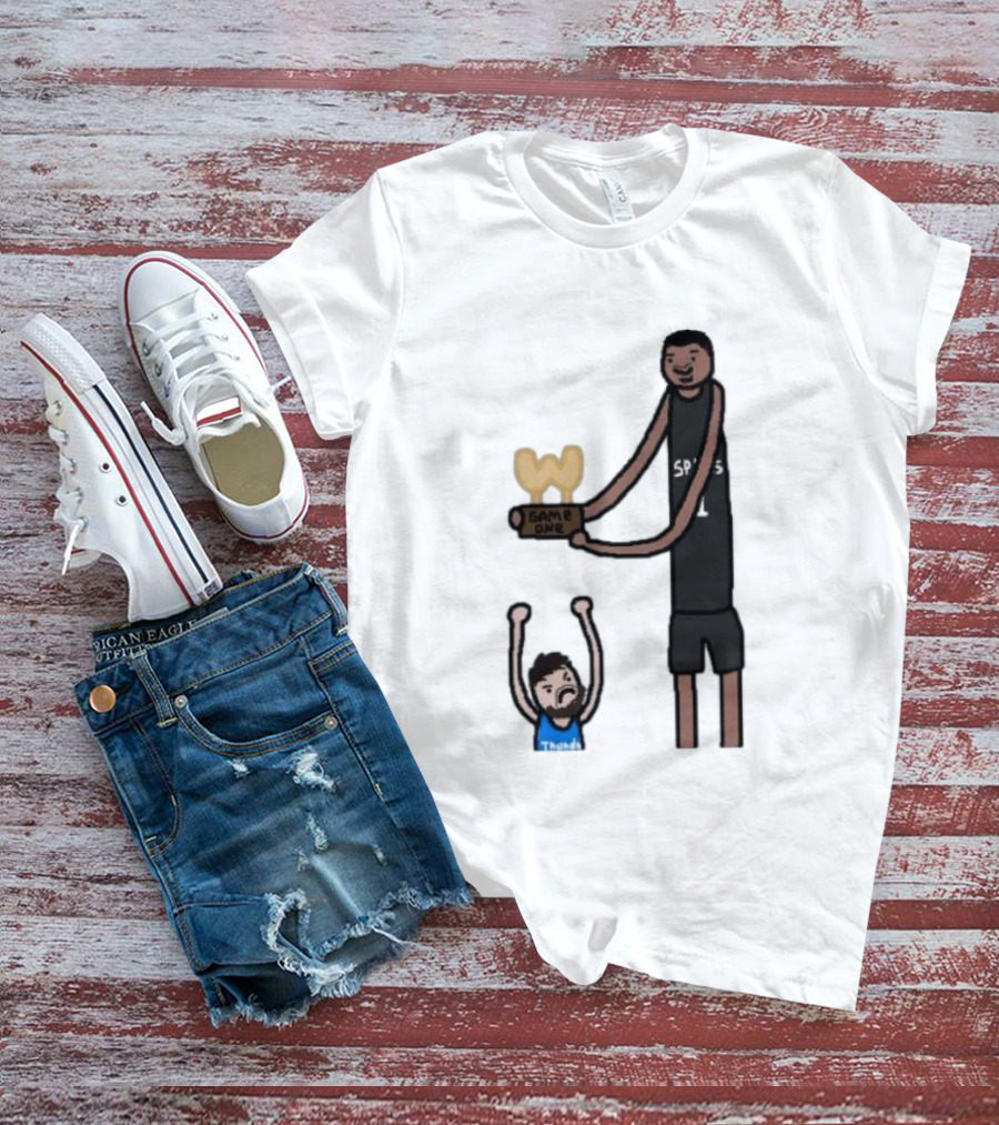 Spurs Victor Wembanyama Game One Vs Thunder Basketball Cartoon T-Shirt