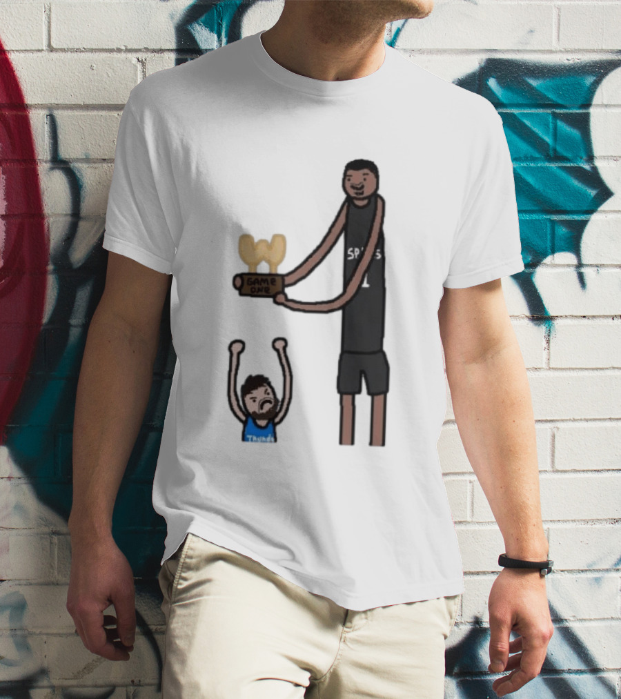 Spurs Victor Wembanyama Game One Vs Thunder Basketball Cartoon T-Shirt