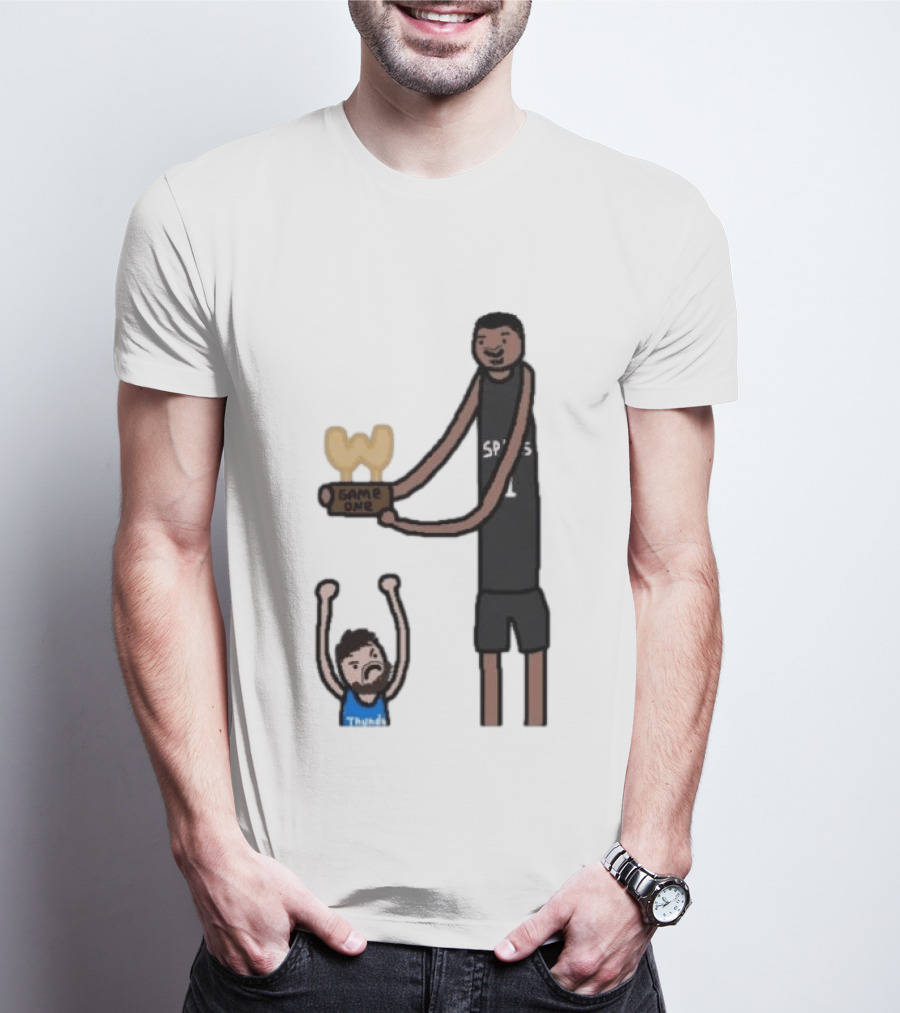 Spurs Victor Wembanyama Game One Vs Thunder Basketball Cartoon T-Shirt