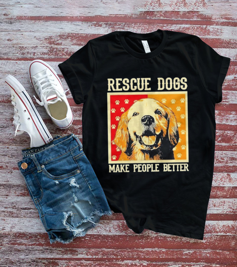 Rescue Dogs Make People Better Paw Print T-Shirt