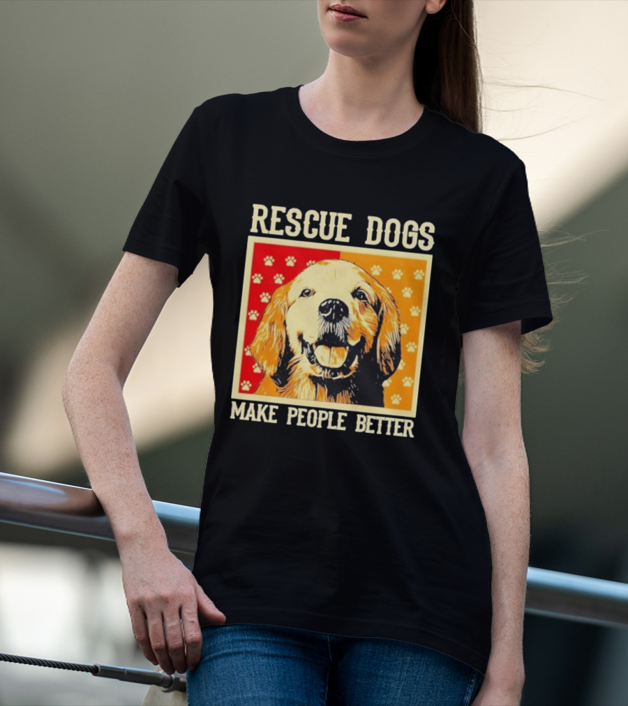 Rescue Dogs Make People Better Paw Print T-Shirt