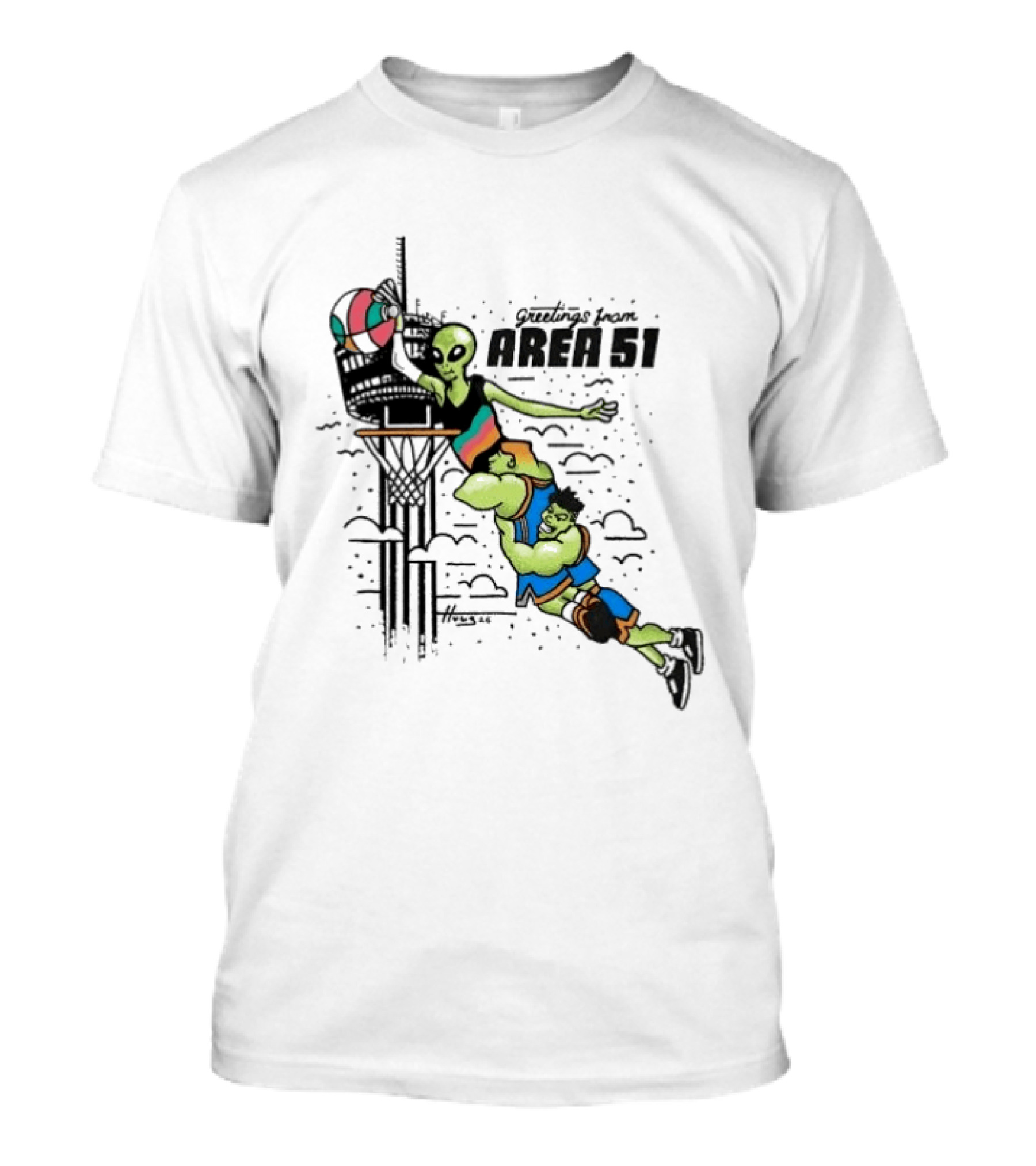 Victor Wembanyama Alien Greetings From Area 51 Basketball Dunk Scene T-Shirt