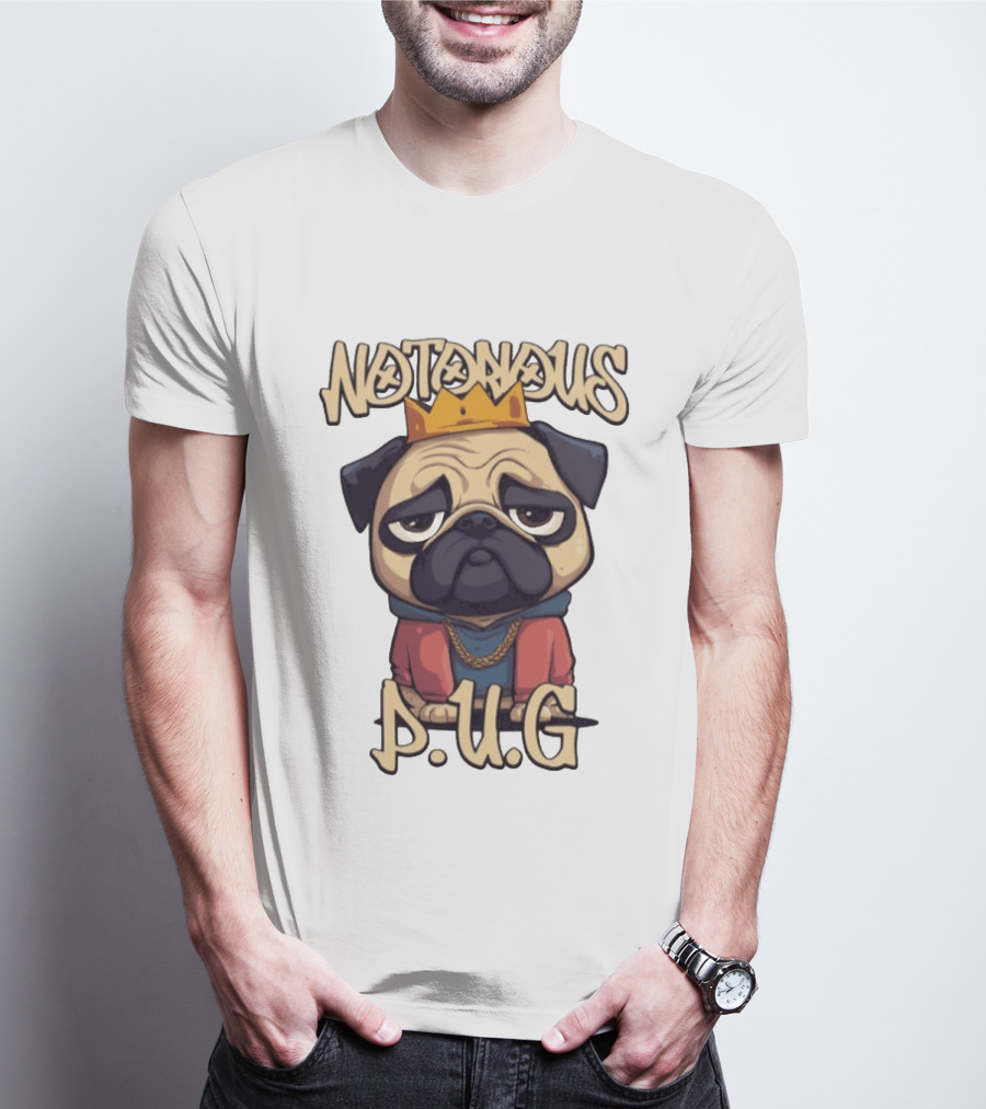 Notorious Pug Iconic Crowned Cartoon 90s Rap T-Shirt